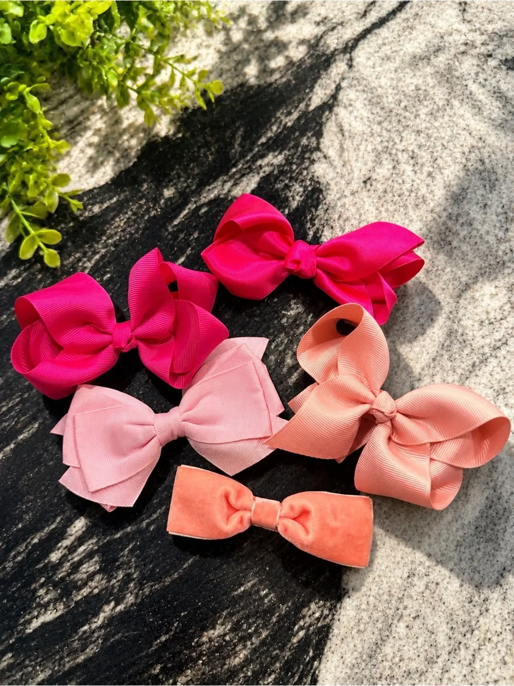 Kids Hair Bow Set - Pink & Coral Colors
